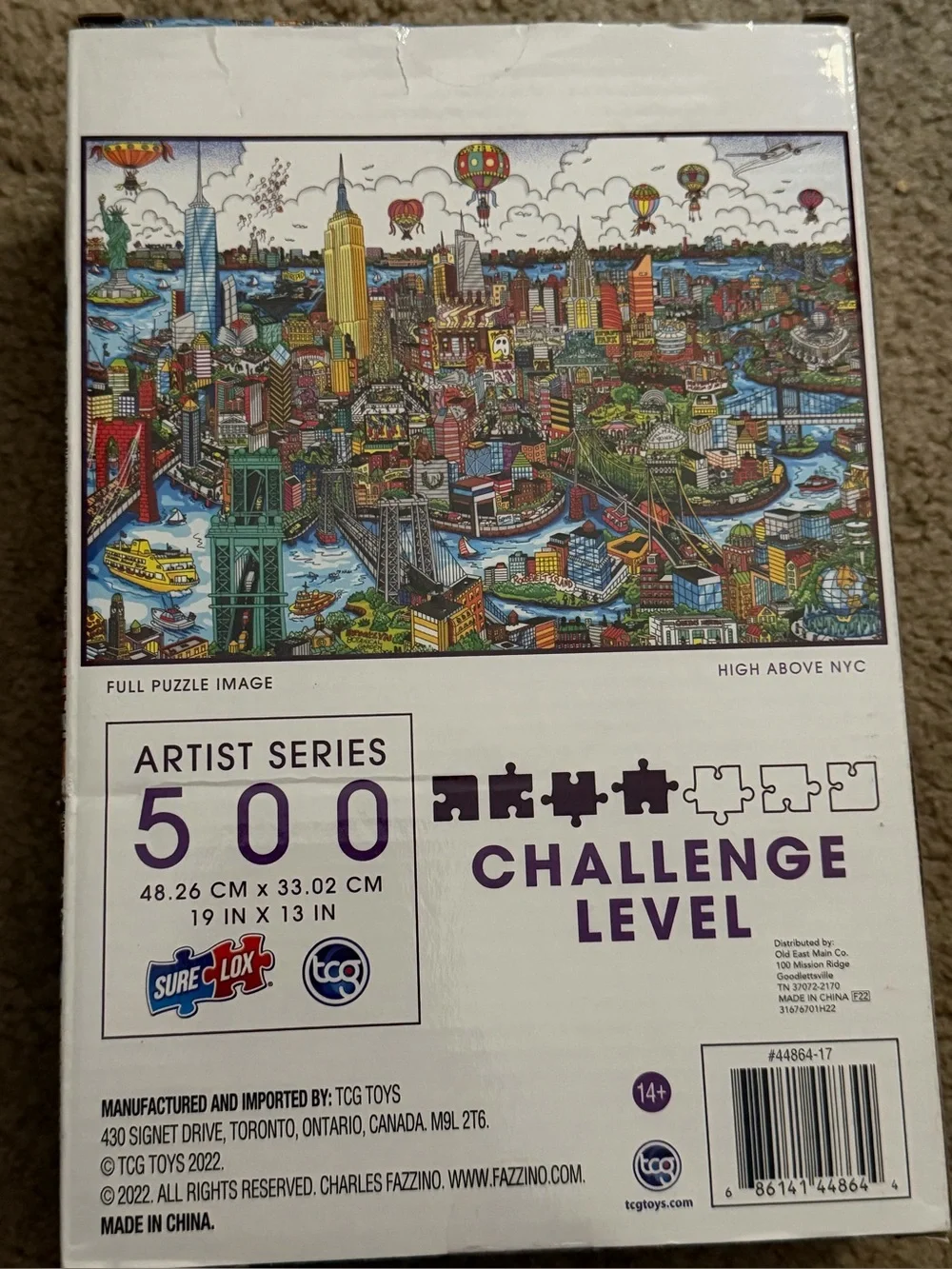TCG Toys Artist Series 500-Piece Jigsaw Puzzle, New York Cityscape, like new
